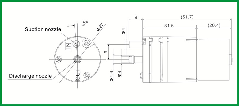 brushless air pump,Product parameter,Suction nozzle,Discharge nozzle