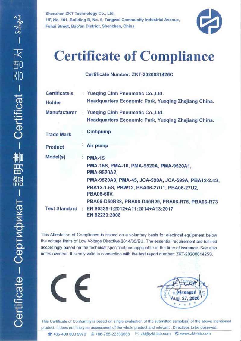 ZKT-2020081425C Airpump-PMA-15_CE-LVD_Certificate